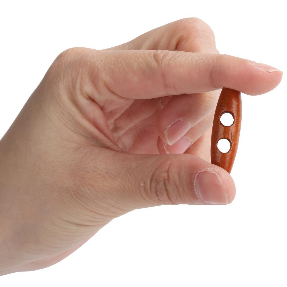 50pcs Reusable Wooden Toggle Buttons 2 Holes Design Wooden Sewing Buttons  For DIY Crafts