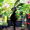 Creative Iron Rabbit Garden Stakes Cartoon Rabbit Black Outdoor Bunny Panel Accessories Yard Art Garden Stake Decoration
