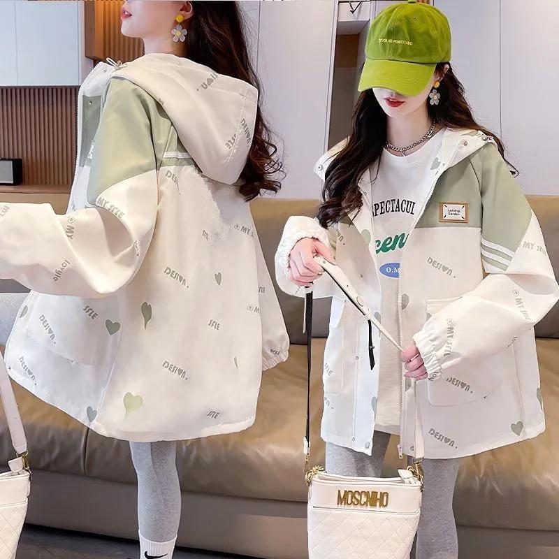 

Весенне-осенняя куртка с капюшоном, женская повседневная куртка Tooling XXL зелёный