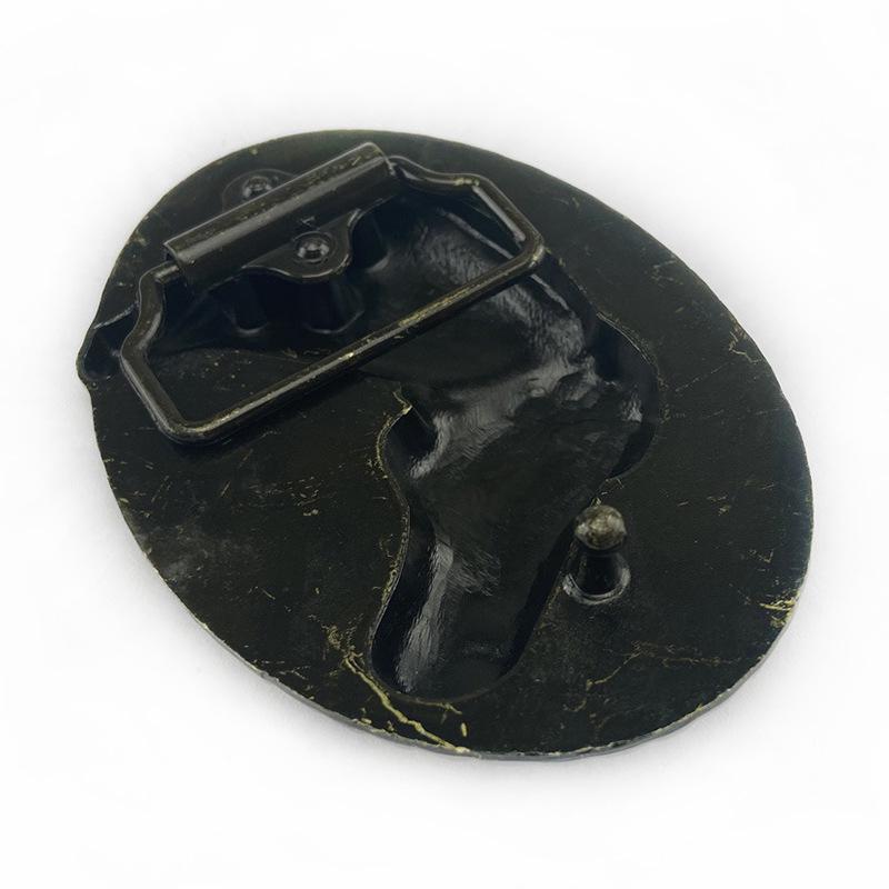 Oval Personalized Galloping Horse Wheat Ear Leather Belt Buckle with Smooth Alloy Plate