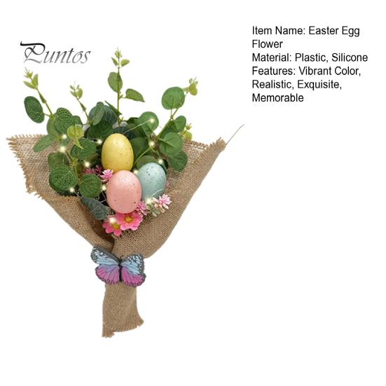 Künstliche Ostereier-Blumen, handgehaltene Frühlingsparty-Blumenstiele, gesprenkelte Ostereier-Dekorationen mit LED-Licht für Tischdekorationen