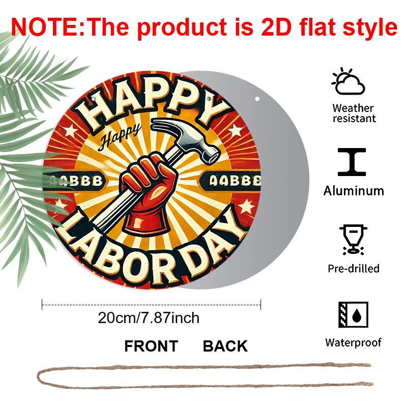 2D Flat - 7.87X7.87 Inch Metal Wall Art for Labor for Unions - "Ode to Labor" Featuring a Red Hammer And Workers' Fist Emblem, Perfect for May Day Or