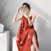 Suspender nightgown women's summer sexy long can wear cotton silk pajamas spring and autumn thin high-end loungewear