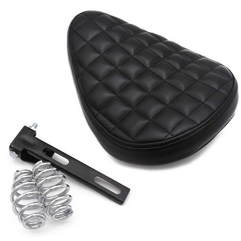 Motorcycle Leather Saddle Seat Retro Black Leather Solo Seat for Harley Custom Chopper Bobber Honda Yamaha Kawasaki Suzuki