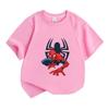 Kids Boys Girls Crew Neck Short Sleeve T-Shirt, 100% Cotton Casual Tees, Cool Super Hero Spider Print Soft Breathable Summer Tops for Daily Play Outdo