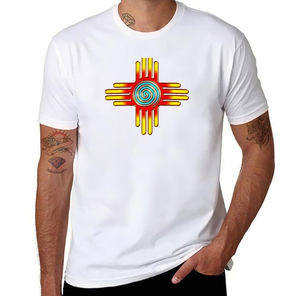 Zia Sun Symbol Spiral New Mexico Flag TShirt Sports Casual Breathable Tee Shirt