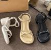 Women Thi Heel Sandals Summer Fairy Sle Open Toe Roman High Heels Faionable Casual Low Cut PU Lined Black Slingback Ponted Shoes