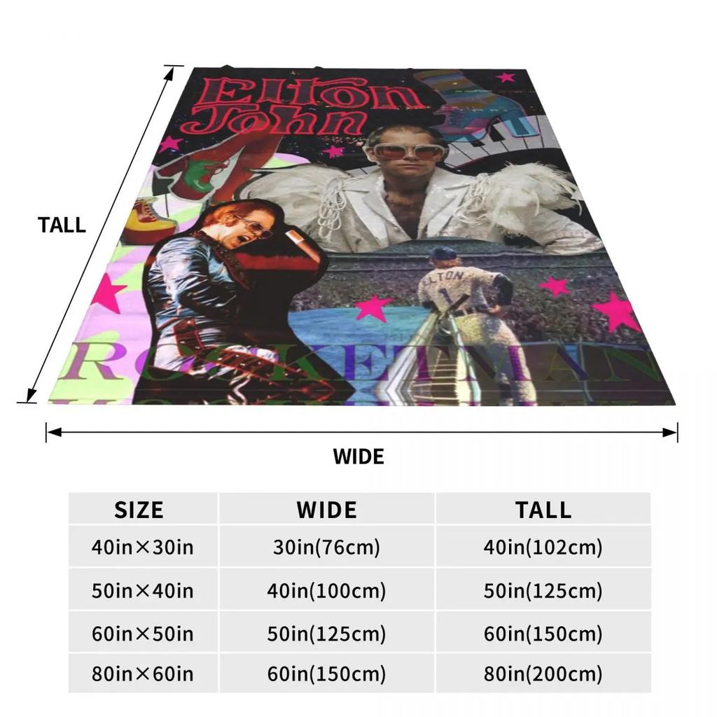 Elton John Flannel Blanket Quality Warm Soft Music Tour Poster Throw Blanket Winter Travelling Couch Bed Funny Bedspread