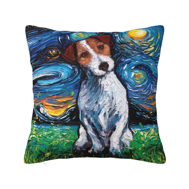 Niedlicher Jack Russell Terrier Kissenbezug 40x40cm Weiches Haustier Hund Wurfkissen für Auto Quadratischer Kissenbezug Wohnzimmer Dekoration