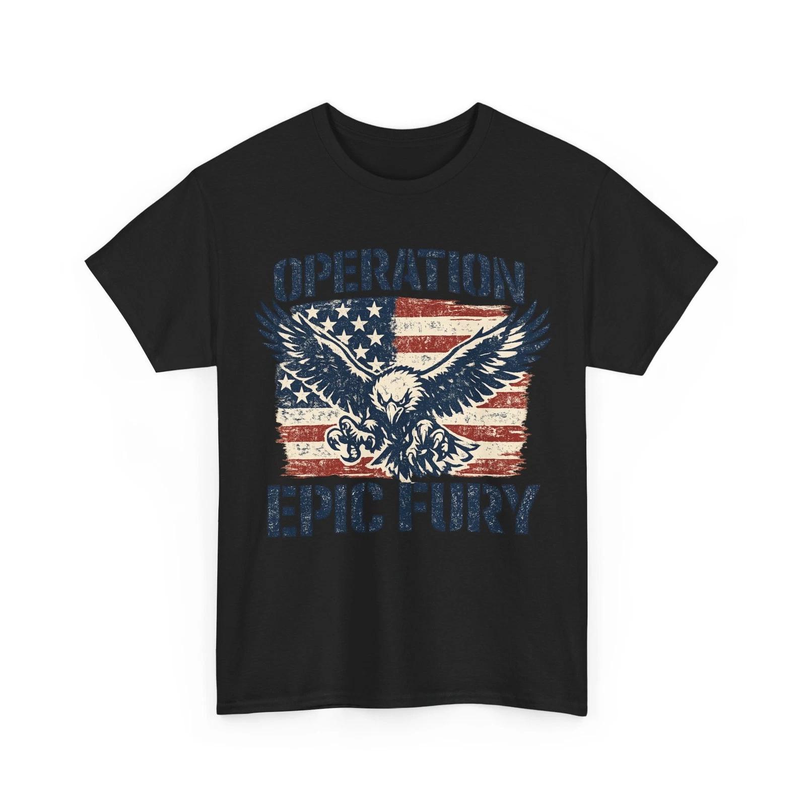 Operation Epic Fury Shirt, American Flag Eagle Military T shirt M