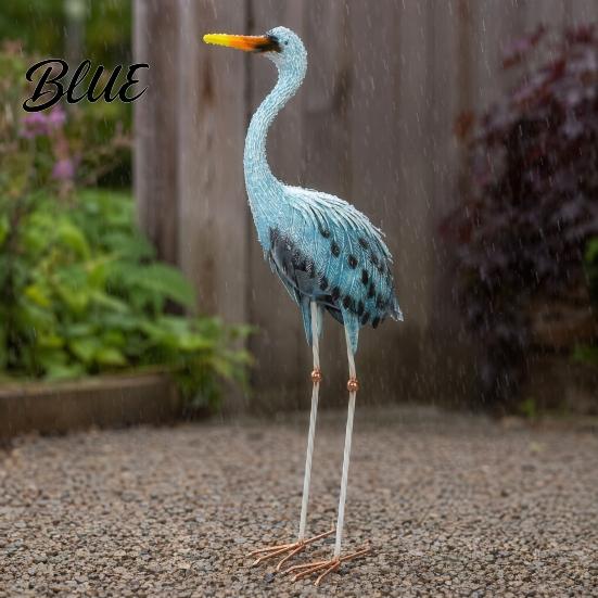 Durable Outdoor Yard Decoration Blue Heron Garden Statues, Metal Cranes Decor, Sculpture Windproof Statue Art, Bird Lawn Ornaments for Backyard
