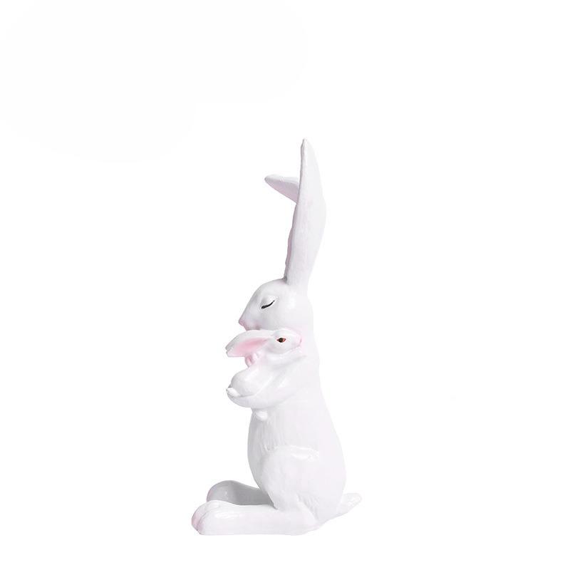 

Easter Decorations - Cute Mother and Baby Rabbit Resin Figurine - Home Desk Decoration Hug