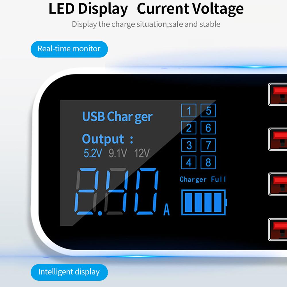 A9S+ 8 Port Car  r with LED Display Type-C QC3.0 Quick Charging Intelligent Portable Safe Vehicle  r Station