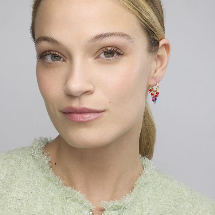 Boucles d'oreilles - LUXENTER - Towi - Argent 925 - Or jaune 18k - Laque rouge