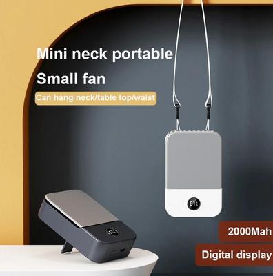 Summer Outdoor Dedicated Neck Hanging Fan Small USB Charging Type Electric Intelligent LED Display High Quality Fan White