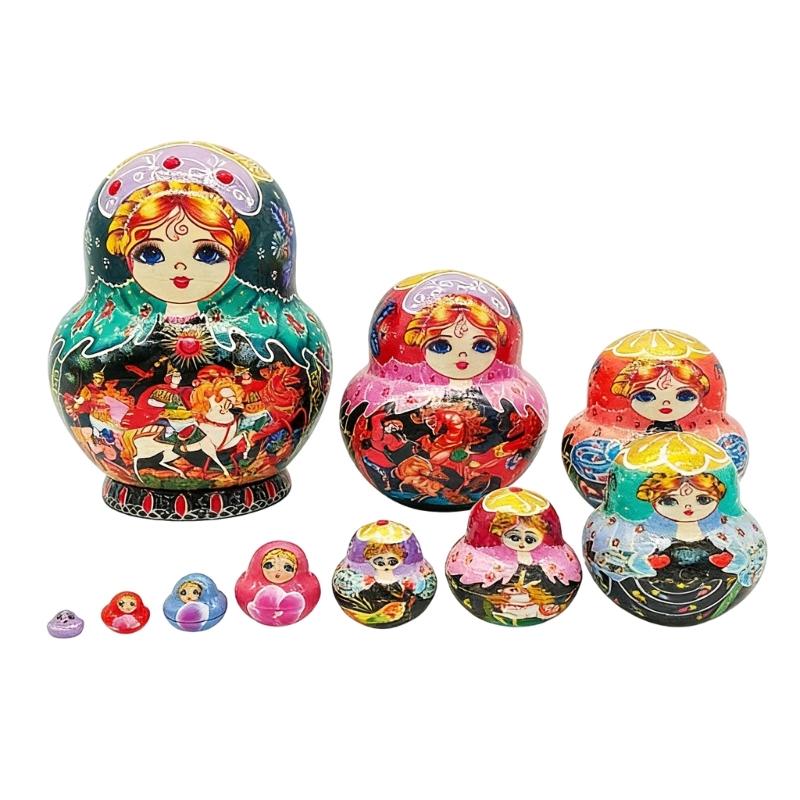 Matryoshka Russian Nesting Doll Traditional Art Russian Nesting Dolls Set of 10 Layers Wooden Toy for Children 1
