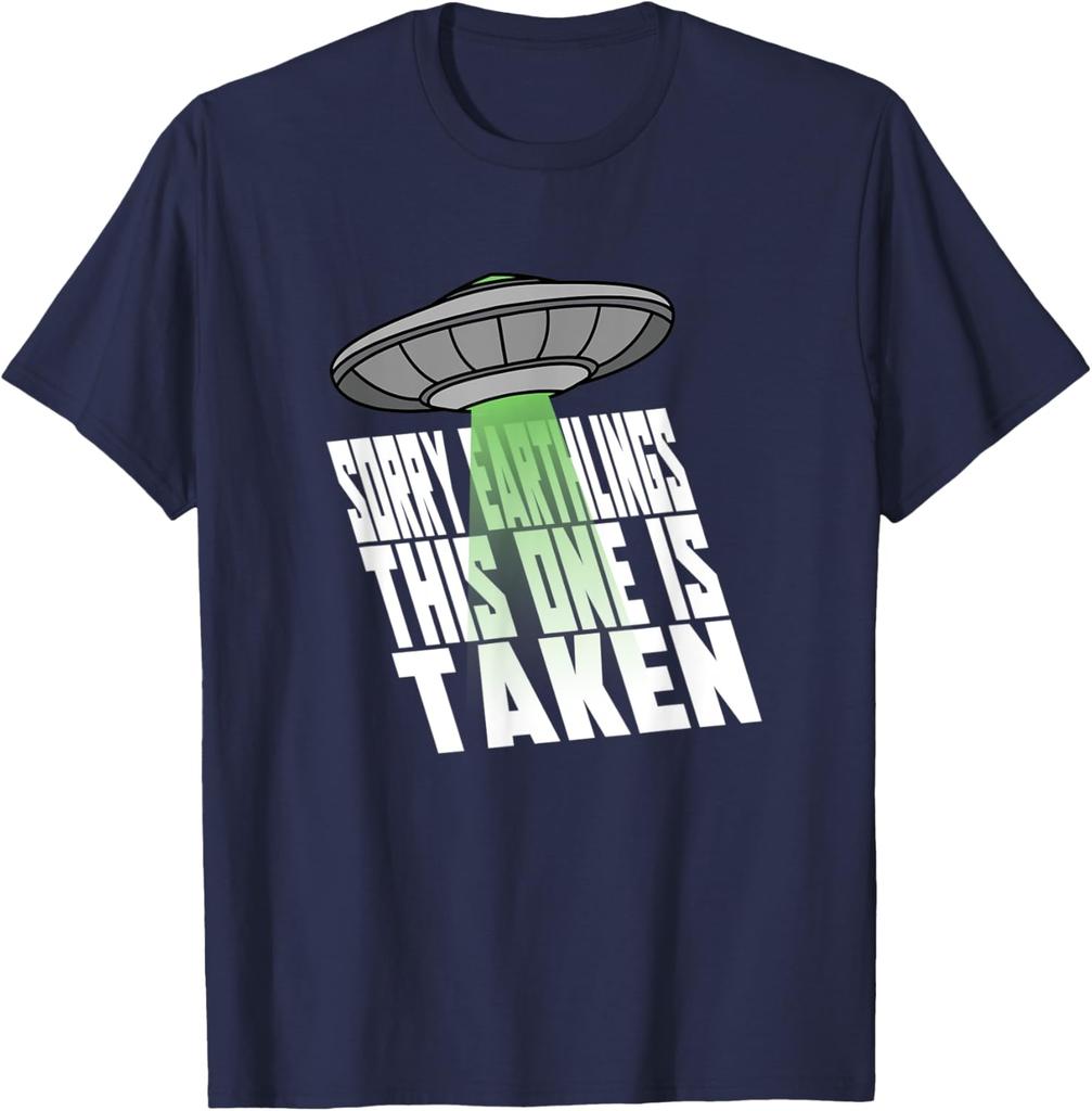 Alien Abduction Sorry Earthlings This One Is Taken Graphic Tee Casual Cotton T-Shirt for Men