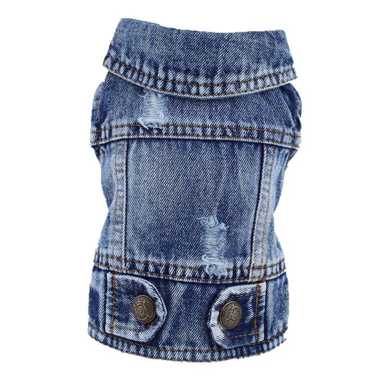 

Beichong + Одежда для собак Одежда для домашних животных Темно-синий джинсовый жилет с верхом и низом для маленьких собак + Новая одежда