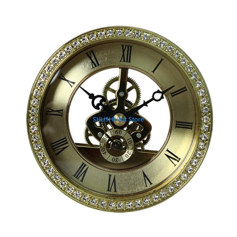 Retro Roman Numeral Clock Metal Perspective Wall Clock for Clock Replacement D57B 100mm