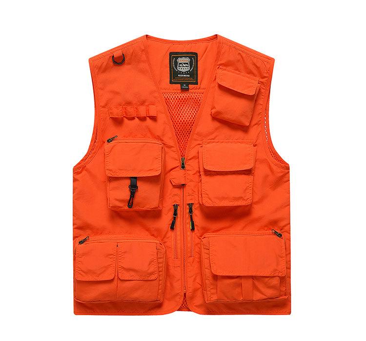 Men's Multi-Pocket Outdoor Fishing Photography Vest, V-Neck Sleeveless Plus Size Workwear 7898 Thin Design