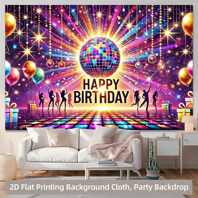 1 piece of 2D background fabric, birthday celebration polyester background fabric for the fun party