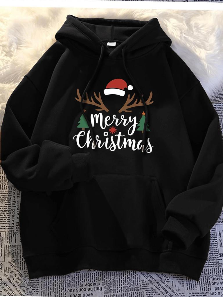 Unisex -Lined Hoodie MEIIY CHRISTMAS Unisex Versatile Hoodie Comfortable Casual Long-Sleeve Pullover Outdoor Street Style Simple SLOGAN Fashion Casual