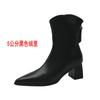 Thick heel square head short boots women's fat mm high heel elastic thin boots thick legs big tube circumference large size women's shoes
