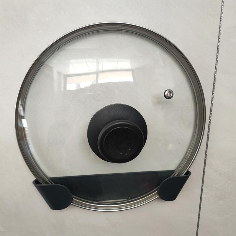 Pot Rack Wall-Mounted No Punching Self-Adhesive Household Kitchen Storage Holder Pan Lid Organizer Pot Cover Rack