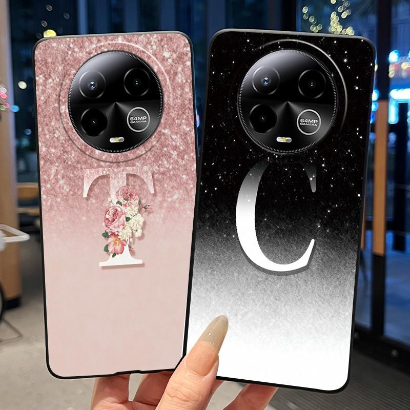Black Case For BLU Bold K50 Soft Silicone Anti-scratch Casing For BLU Bold K50 Lucky A-Z Letter Pink Shiny Starry Sky Back Cover