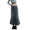 High-waisted Retro Fishtail Skirt Denim Skirt Female Summer Burlap Design Sense Package Hip Mid-length Bustier Skirt Fashion Denim Bustier Skirt