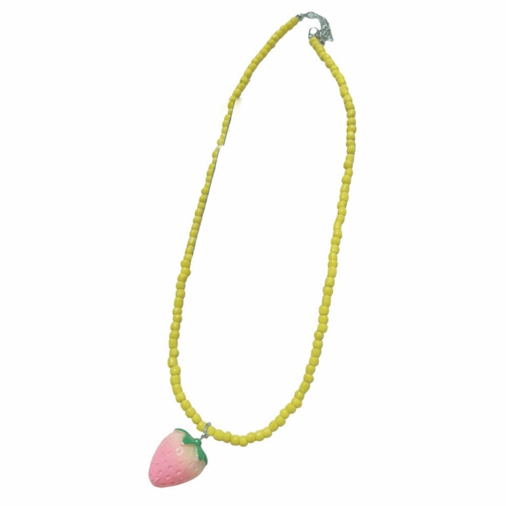 Dopamine Colored Dopamine Bead Necklace Watermelon Y2K Clavicle Chain Fresh Fruit Necklace Summer Style F