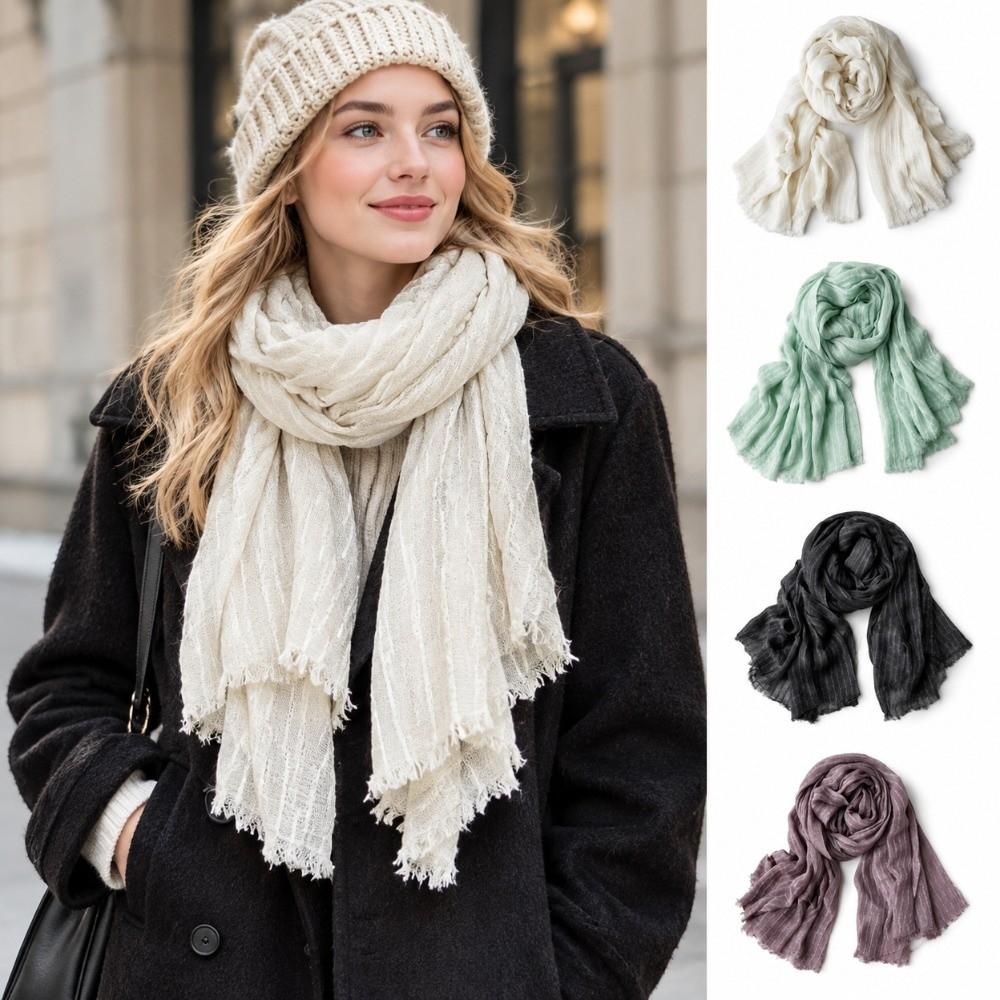 Soft Viscose Scarf Vertical Striped Shawl Wrap Modern Neck Wrap Japanese Style