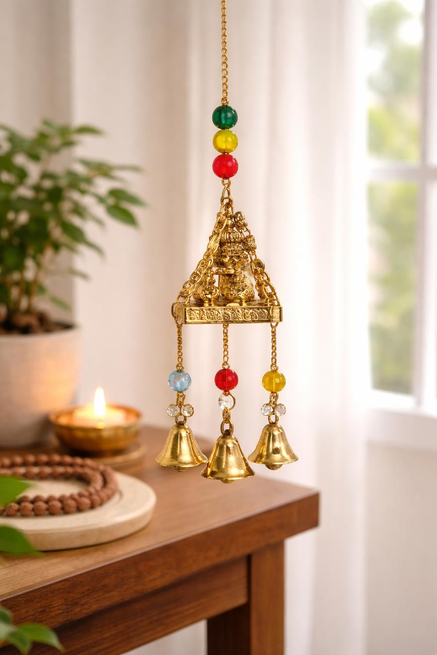 Krishna Brass Wind Chime – Decorative Hanging Windchime for Home & Office Decor