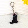2D Flat Acrylic Cat Charm Keychain Pendant Black Cat Hanging