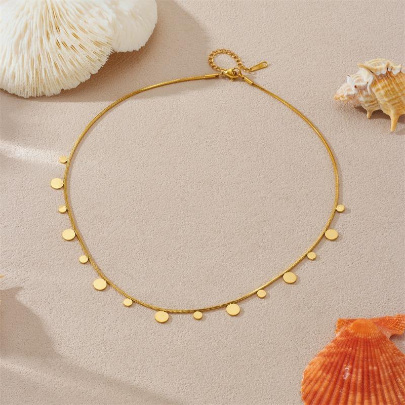 

Gold Plated Coin Disc Choker Necklace, Stainless Steel Snake Chain Neck Jewelry, Waterproof Dainty Layered Necklace for Women Gift золотой