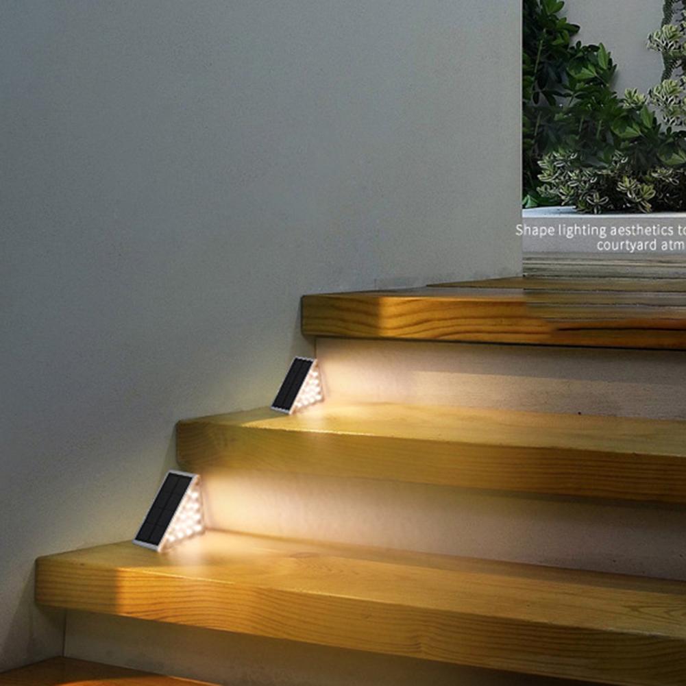 2 Pack Solar Landscape Light Ip67 Waterproof Stair Step Paver Lamp White/warm White/rgb Color for Outdoor Garden Courtyard Decor