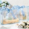 5pcs Plastic Gift Bags with Handle and Ribbon Clear Treat Bags Reusable Thank You Gift Bags Party Favors Bags Gift Wrap Bag