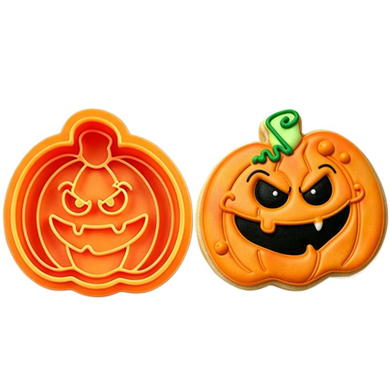 Halloween Pumpkin Face Cookie Cutters Press‑Type Baking Molds Cartoon Expression Stamp Mould for Fondant Pastry DIY Baking Party Decoration