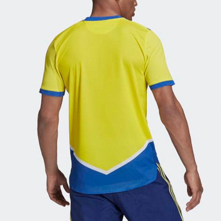 Adidas Striped Short Sleeve Football Jersey Juventus Second Away Player Edition Men Jersey Yellow GM7175