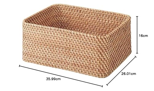MUJI Stackable Rattan Rectangular Basket, Medium (V) Approx. 36cm W X 26cm D X 16cm H 47381306 Basket