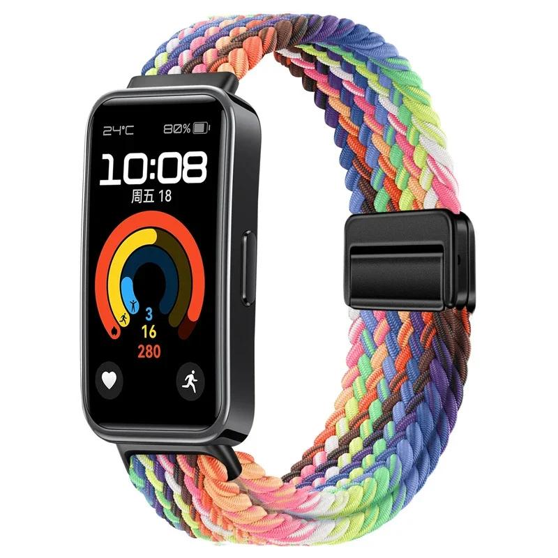 Magnetic Braided Loop Strap for Huawei Band 10 9 8 Accessories Adjustable Wristband Elastic Nylon Bracelet Huawei Band 9 Band 8