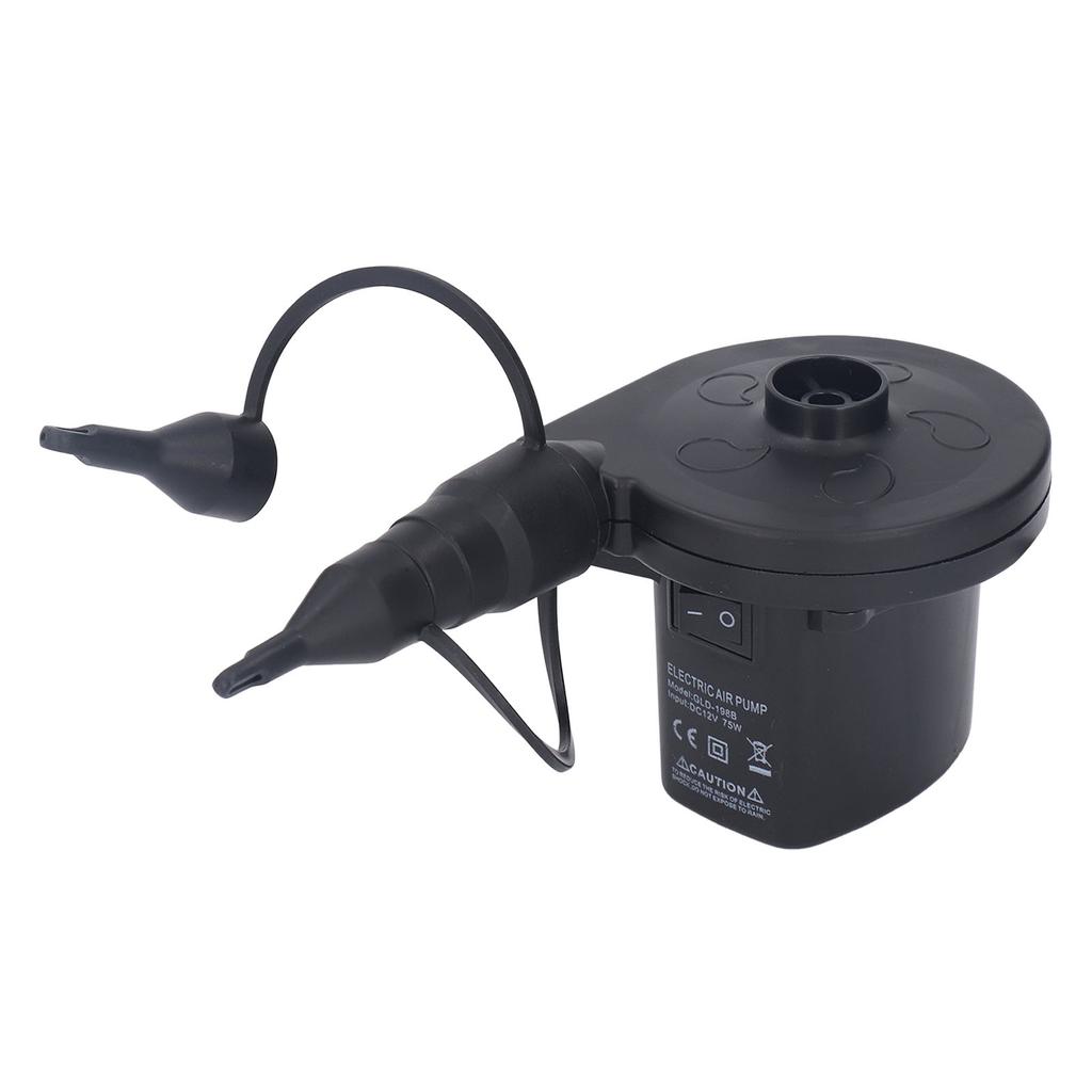 Pompa ad Aria Elettrica 75W Basso Rumore Portatile Gonfiatore Sgonfiatore Pompa con 3 Ugelli DC12V
