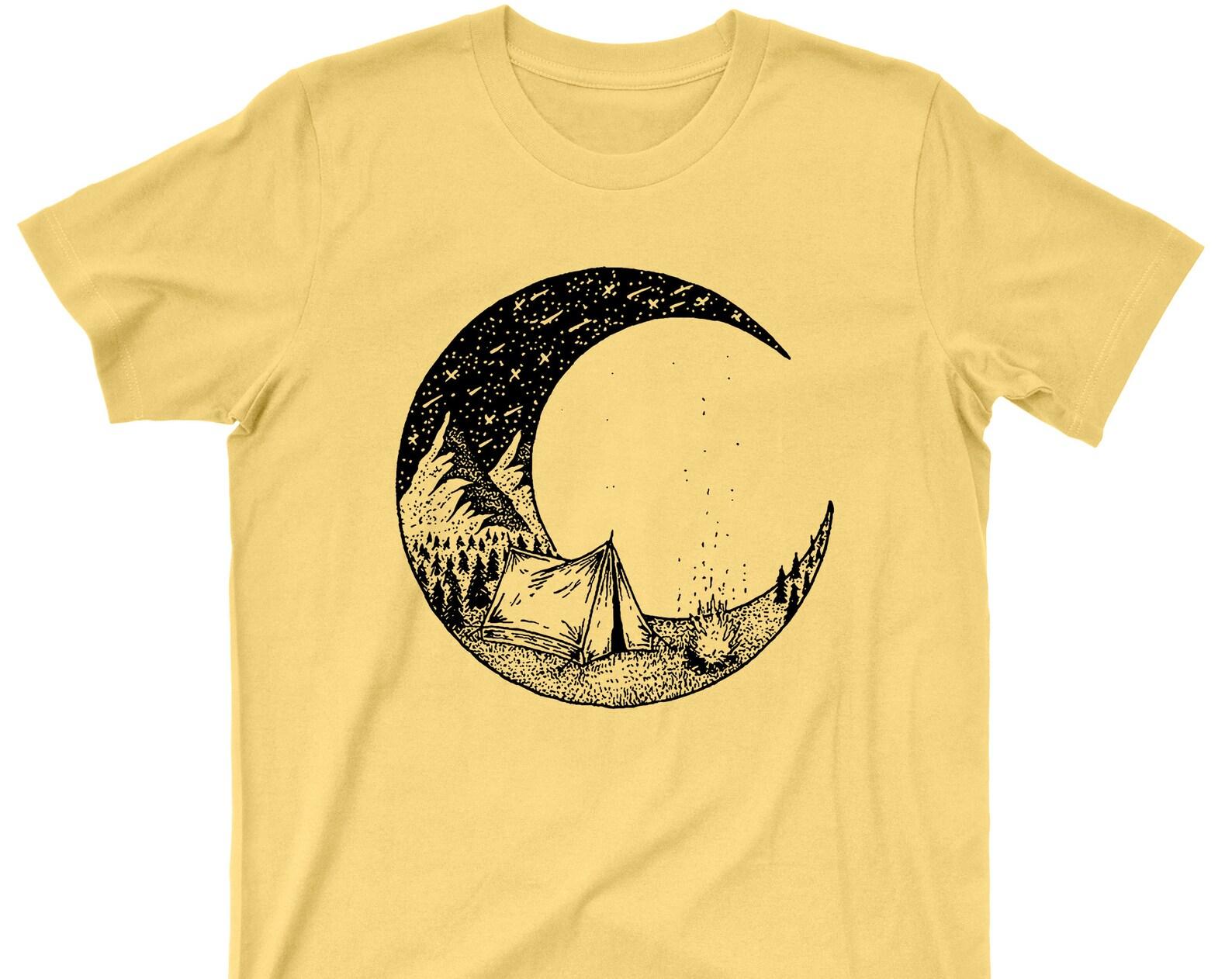 Camping On The Moon T Shirt - Great Outdoors Graphic TShirt XL