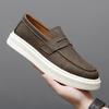 Men's Leather Casual Sneakers All-match Fashion Breathable Hand-stitched Leather Shoes