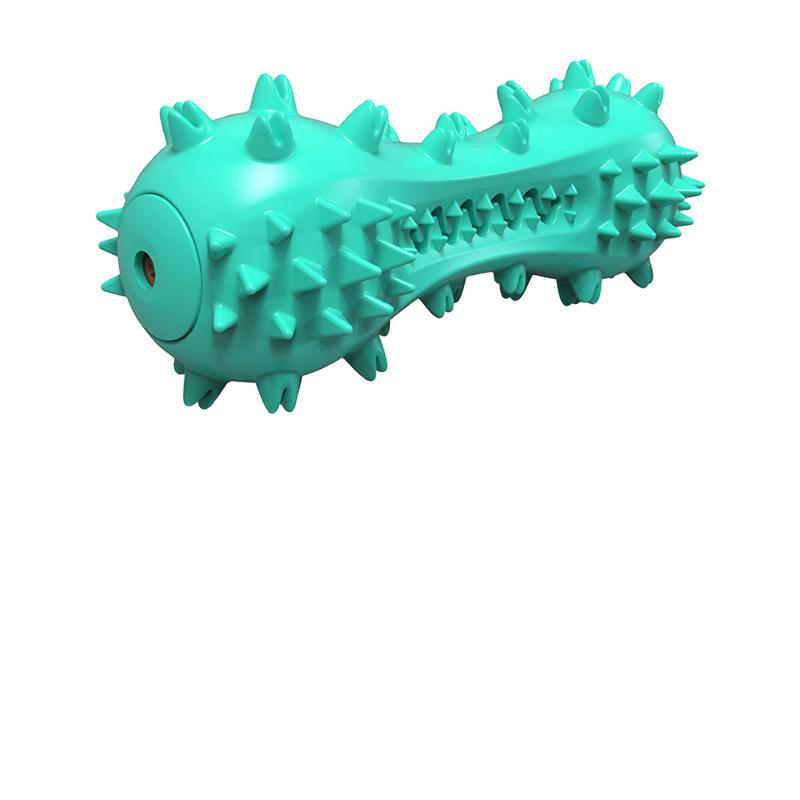 Green Durable Spiky Rubber Dog Chew Toy for Teeth Cleaning