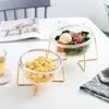 Wutuo Glas UFO Suppen-Nudel-Schüssel mit goldenem Eisenständer
