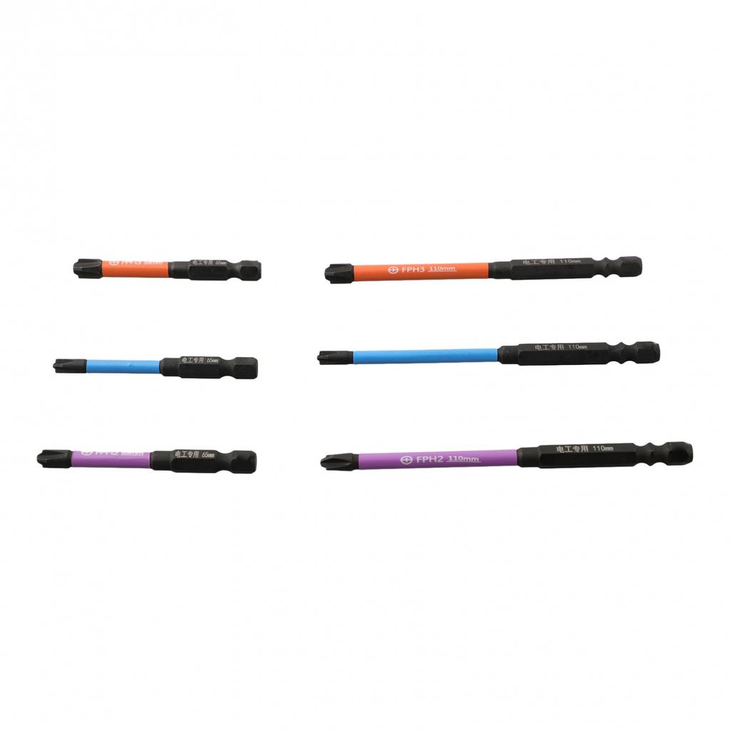 65mm/110mm Screwdriver Bits 6pcs 6x Alloy Steel HRC63 Hardness