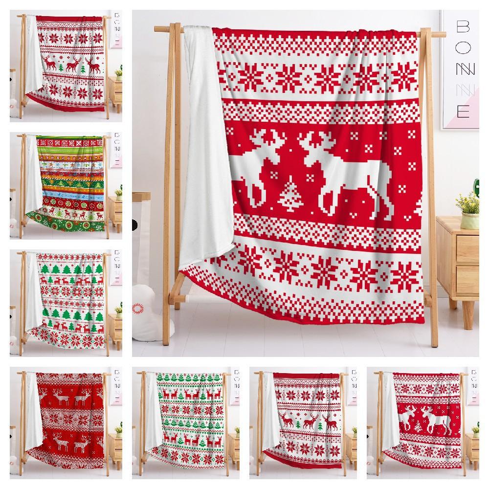 Blanket Small Fresh 2D Digital Printed Blanket Christmas Flannel Blanket Single Layer Blanket