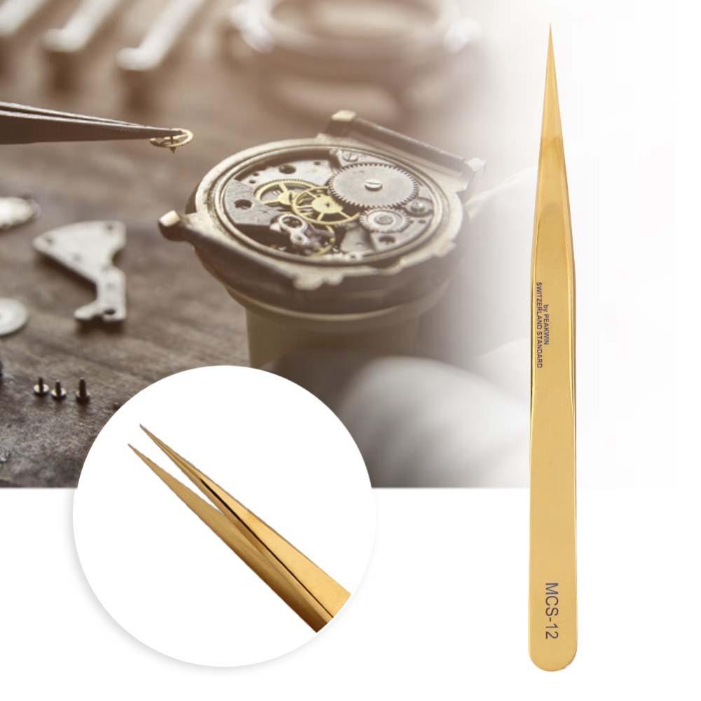 

Stainless Steel Stainless Steel Tweezers High Hardness Eyelash Extension Tweezer Jewelry Repairs Golden