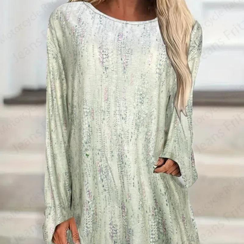 T-shirts à manches longues imprimés floraux 3D Harajuku pour femmes, hauts tendance, tuniques pour dames